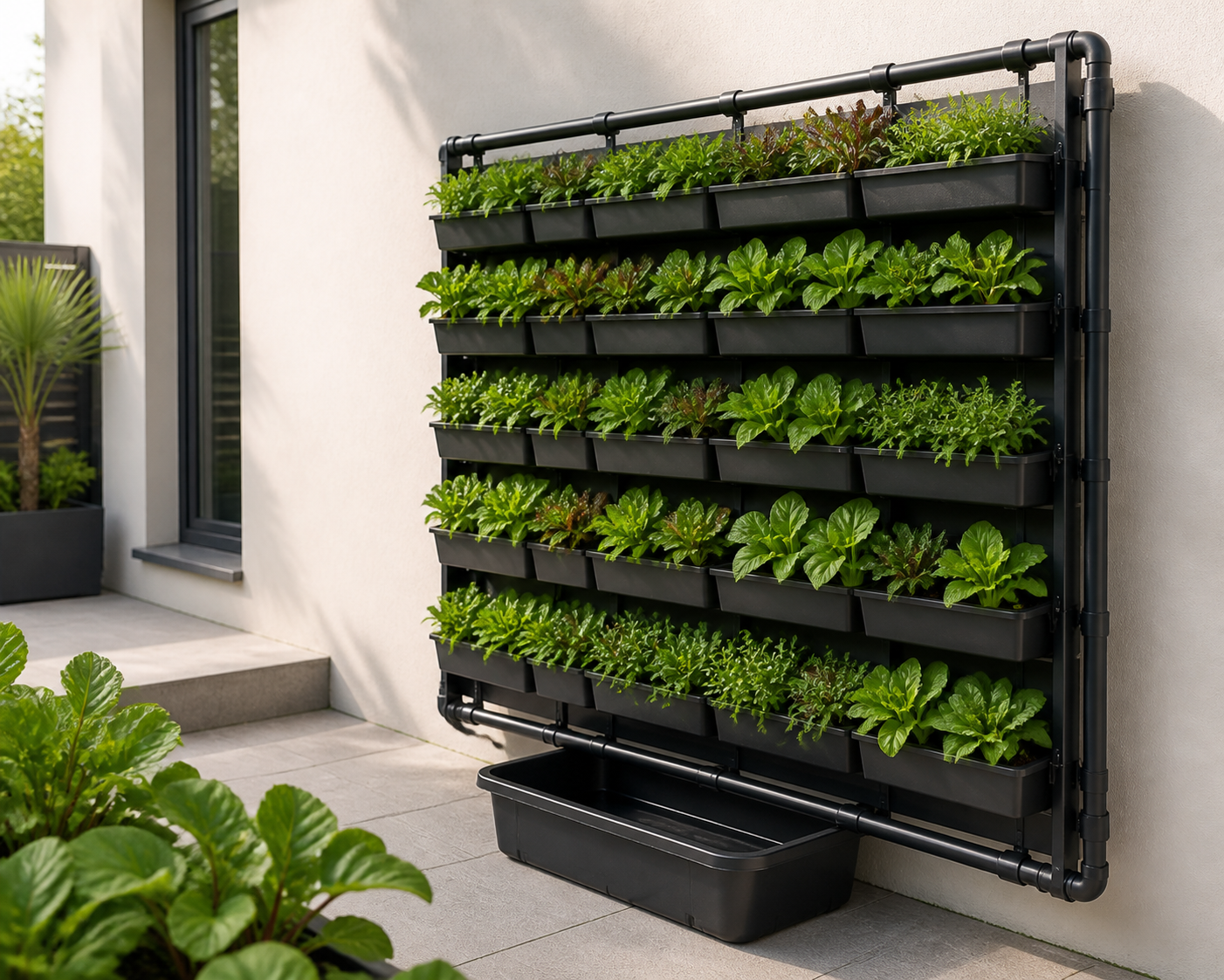 Standalone courtyard wall farming solution